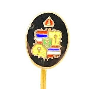 Antique Hawaiian Stick Pin Kapu (Puloulou) Coat of Arms Honolulu Vermeil Signed